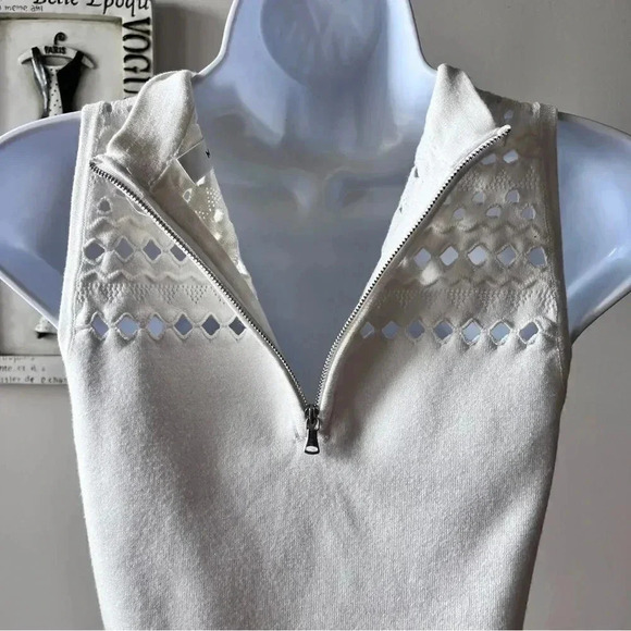 MILLY Cream Crochet Sleeveless Top Size Petite - Picture 5 of 9